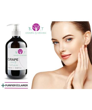 Cold-Pressed Grape Seed Oil 500ml | Natural Intensive Skin & Hair Care | Makeup Remover | Moisturizer for Face & Body | Massage & Carrier Oil - Buy Online on GoSupps.com