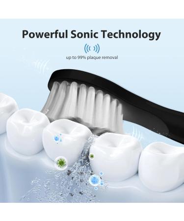 Shop Sonic Electric Toothbrush for Adults - 6 Brush Heads Travel Case 30-Day Battery Life 3 Modes & Smart Timer - Black - Buy Online on GoSupps.com