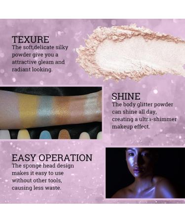 3 Colors Body Glitter Powder Highlight Set with Makeup Sponges - Buy Online on GoSupps.com