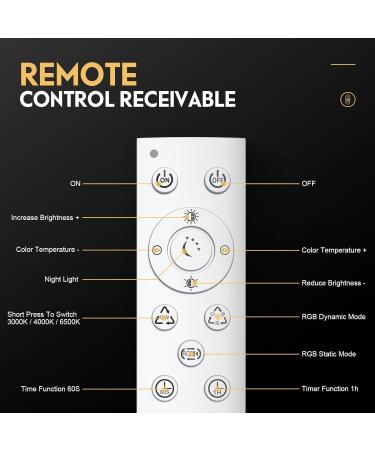 Fantictas Dimmable RGB LED Ceiling Lamp with Remote - 24W 3200lm for Bedroom Living Room & Kids' Room - Energy Class F 3000K-6500K Brightness - Buy Online on GoSupps.com