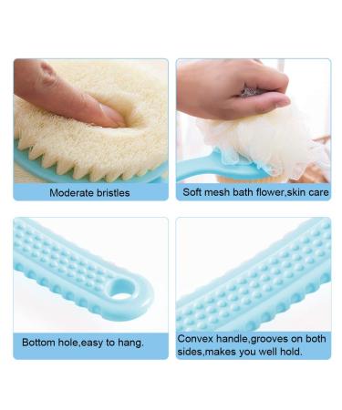 Buy 2-in-1 Back Brush & Shower Sponge - Soft Bristle Body Brush for Men & Women - Blue - International Shipping Available - Buy Online on GoSupps.com