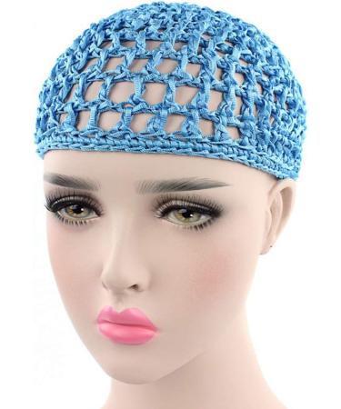 Handmade Women's Mesh Crochet Hair Net in Black - Sleep Cap Head Scarf Bonnet Snood Cover - Buy Online on GoSupps.com