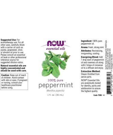 Buy NOW Foods Peppermint Oil 1 OZ - Pure Essential Oil for Aromatherapy & Wellness | International Shipping Available - Buy Online on GoSupps.com