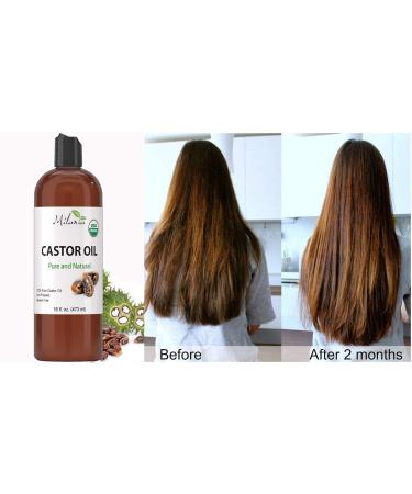 Milania Organic Castor Oil - 100% Pure Cold-Pressed Beauty Serum for Eyelash & Eyebrow Growth - Natural Hair Conditioner - 16 Fl Oz - Buy Online on GoSupps.com