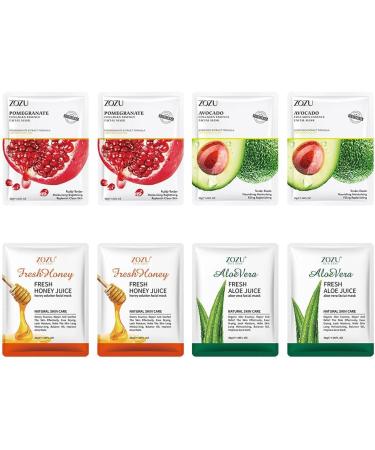 Moisturizing Mask 8 Pieces Fruit Face Mask Face Mask Sheet Moisturizing Facial Tissue Beauty Mask Face Mask Nourishing Soothing Care for All Skin Types Type 2 - Buy Online on GoSupps.com