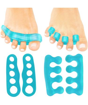 4PCS Toe Stretcher-Silicone Gel Separator-Plantar Fasciitis Bunion Overlapping Hammer Therapeutic Hydrotherapy Spreader Toe pad (Green)