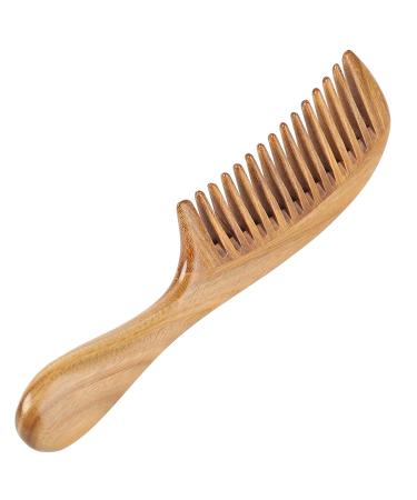 OneDor Handmade 100% Natural Green Sandalwood Wide Tooth Hair Comb - Anti-Static Wooden Detangler with Sandalwood Scent - Buy Online on GoSupps.com
