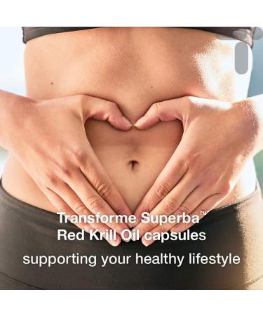 Transforme Superba Red Krill Oil Capsules 1000mg - 180 x 500mg Easy Swallow Softgels with High Omega 3 EPA DHA & Astaxanthin - Antarctic Sourced with Money Back Guarantee - Buy Online on GoSupps.com