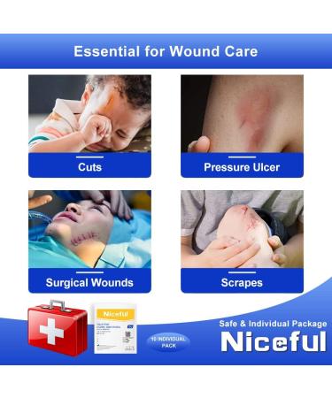 Niceful 10 Pcs Waterproof Silicone Foam Dressing 1.6x2 for Wounds - HSA/FSA Eligible & Absorbent Bed Sore Bandages - Wound Care Dressing (10 Dressings) - Buy Online on GoSupps.com