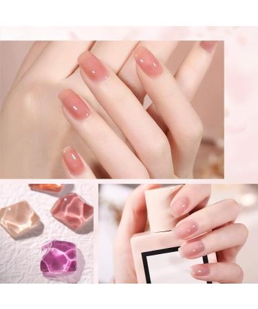 Saviland Jelly Gel Nail Polish Kit - Sheer Milky Pink Nude Colors - UV LED Gel Varnish Set for DIY Nail Art - 6Pcs 7.5ML Gift Set - Buy Online on GoSupps.com
