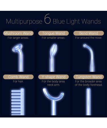 UUPAS 6 in 1 Portable High Frequency Facial Wand with 6 Blue Glass Tubes - Facial Skin Machine for Face, Eyes, and Body - Buy Online on GoSupps.com
