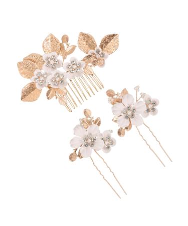FOYTOKI 1 Set Leaves and Flowers Hair Comb Bridal Hair Accessories Bride Headdress Vintage Hair Accessories Headpiece for Wedding Decoration Womens Headpiece Flower Clips for Hair