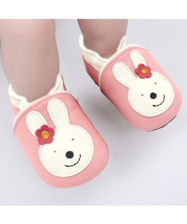 Soft Leather Baby Shoes - Non-Slip Rubber Soles | Baby Boy & Girl Sneakers (Pink Bunny) | First Walking Shoes for Newborns (0-6 Months) | 0-24 Months - Buy Online on GoSupps.com