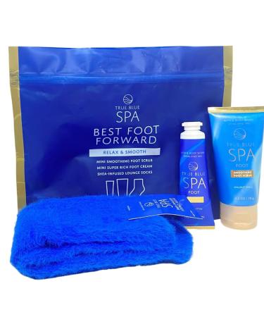 Bath & Body Works Best Foot Forward True Blue Spa Gift Set - Super Rich Foot Scrub Foot Cream and Shea-Infused Socks - Travel Size