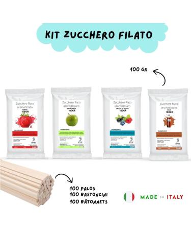  Semar SEMAR | Cotton Candy Floss - 4 Flavored Sugar Flavors (1 pack / 100g each) + 100 FREE sticks (Strawberry/Cola/Wild Berries/Green Apple or Coconut) - Buy Online on GoSupps.com