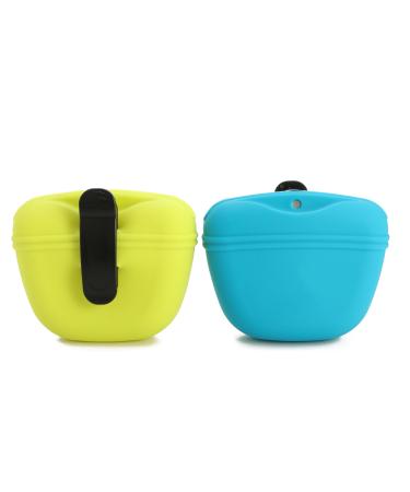 Royalcare Dogs Feeding bags for dog training with clip magnetic closure in silicone for outdoor area 2 pieces green & blue blue & light green - Buy Online on GoSupps.com