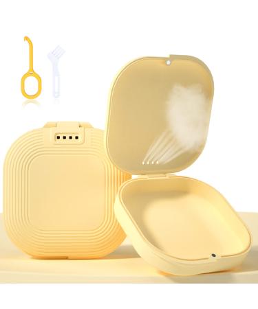 HEMILAB Retainer Case Aligner Case with Vent Holes Compatible with Invisalign Mouth Night Guard Yellow