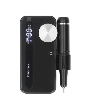 Electric Nail Polisher Portable Professional Nail Grinder for Nail Grinding Polishing with 3000mAh Lithium Battery 2 Hour Fast Charging Nail Salon Tool (Black)