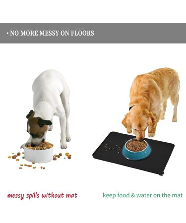 Reopet Silicone Feed Mats for Pets - Waterproof Dog & Cat Mats with Elevated Edges - 60x40 cm (1-Pack) - Coal Black - Buy Online on GoSupps.com