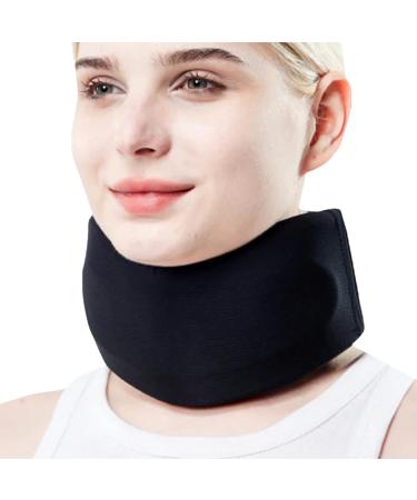 Neck Brace Cervical Collar - Adjustable Foam Neck Wraps - Foam Cervical Collar Relieves Neck and Spine Pressure for Women & Men Keeps Vertebrae Stable Black M