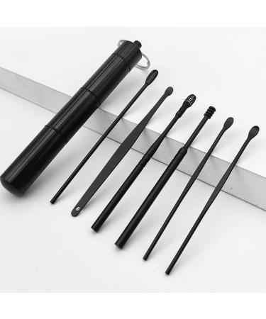 Nipogear 6pcs Stainless Steel Ear Cleaning Kit - Black | Ear Wax Removal & Ear Scoop Tool Set - Buy Online on GoSupps.com