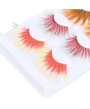 Colorful False Eyelashes - 5 Pairs 6D Long Curled Lashes for Halloween & Stage Makeup | Gradient Orange Red Blue Thick Synthetic Lashes - Buy Online on GoSupps.com