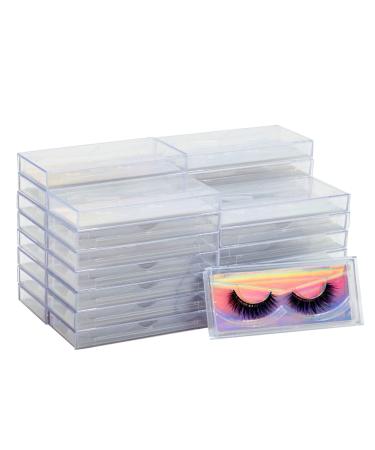 30-Pack Holographic Silver Empty Lash Boxes for False Eyelashes Lash Cases Empty Bulk Wholesale with Paper Card for Makeup Artists (4.4 x 2 Inches 0.55 Width) Silver Holographic