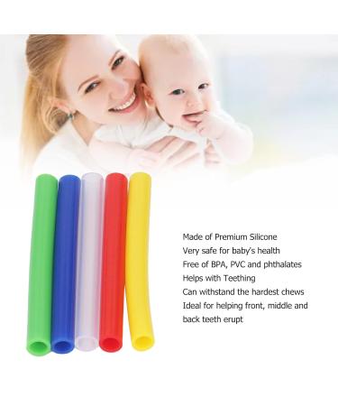 5pcs BPA-Free Baby Teeth Feeding Tubes - Food-Grade Silicone Freezable & Cookable Infant Teething Toys - Buy Online on GoSupps.com