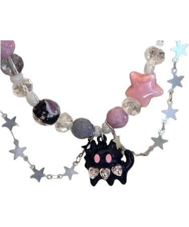 Oralgos Star Pendant Cat Trailer Necklace - Adjustable Chain Black Metal Alloy Trendy & Funny Jewelry - Buy Online on GoSupps.com