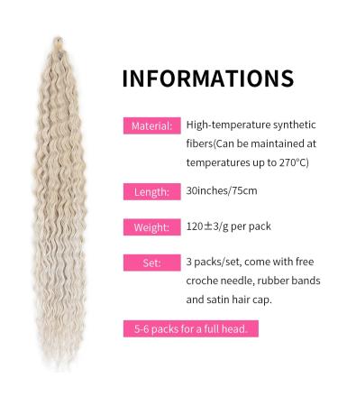 Buy DSoar 30 Deep Twist Crochet Hair - 3 Packs Ocean Wave Curly Bohemian Braids | Synthetic Hair Extensions for Women & Girls - 30inch 18/56c# - Buy Online on GoSupps.com