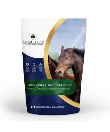 Royal Equine Premium Horse Crunch Healthy Horse Treats - Canadian-Sourced All-Natural Ingredients Crunchy Baked Cubes. GMO-Free No Preservatives Rye Barley Oats Base. (Candy Cane Crunch)