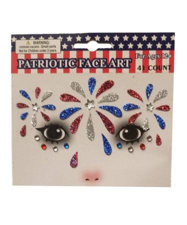 Patriotic Temporary Face Tattoos - 100pc Face Art for Memorial Day, 4th of July, Labor Day | Red White Blue Glitter | Election Party - Buy Online on GoSupps.com
