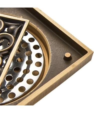 Buy European Retro Square 10 cm Plastic Grate for Basement Drain with Backflow Closure - Bronze Bathroom Drain Cover - Buy Online on GoSupps.com