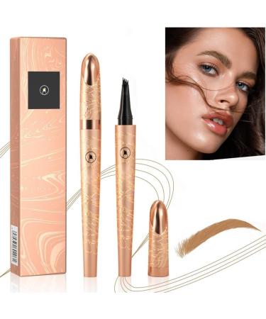 2024 New Magic Eyebrow Pencil 3D Waterproof Microblading Eyebrow Pen 4-Tipped Precise Natural Brows Eyebrow Pen Makeup Fine Stroke Eyebrow Pencil Creates Natural (Light Brown)