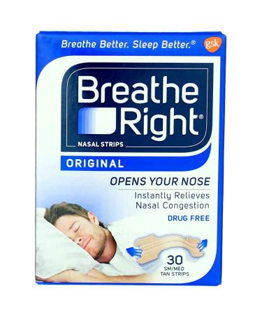 Breathe Right Nasal Strips Original Tan Small/Medium 30 ea (Pack of 3) - Buy Online on GoSupps.com
