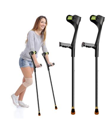 RUN.SE RUN.SE Forearm Crutches Adjustable Crutches for Adults Lightweight Crutches with Cuffs Foldable Crutches Rubber Handles Non-Slip