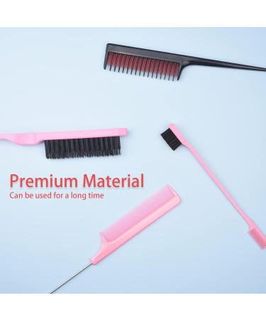 6 Pcs Hair Styling Comb Kit Teasing Comb Brush Set Includes Fluffy Hair Brush Double Sided Edge Control Brush Triple Teasing Comb Fine Metal Rat Tail Comb for Women Professional Barber (Pink) - Buy Online on GoSupps.com