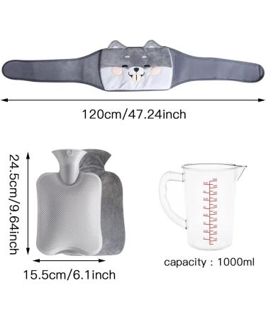 Uptvin 3 in 1 Heat Bottle - 1L Rubber Heating Pad with Plush Cover for Pain Relief | Ideal for Waist Back Neck & Shoulders - International Shipping Available - Buy Online on GoSupps.com
