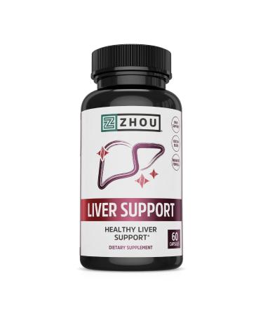 ZHOU Liver Support - Liver Cleanse and Detox Milk Thistle Supplement with Turmeric Artichoke and Dandelion Natural Health Support for Women and Men - 60 Vegetarian Capsules