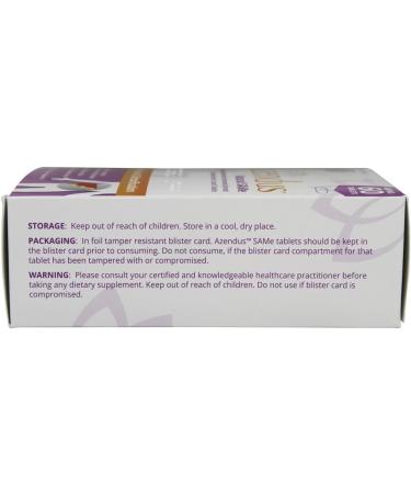 Azendus Natural SAM-e for Liver Health 60 Count 400mg 1 Recommended Form Pure Natural Stable Pharmaceutical Grade Same Fast Absorption - Buy Online on GoSupps.com
