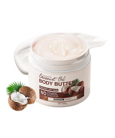 Coconut Body Butter 200g - Body Butter for Dry Skin - Skin Care Body Moisturiser - Natural Coconut Oil Body Cream - Coconut Butter for Moisturizing Nourishing Soothing Hydrating Create Silky Skin