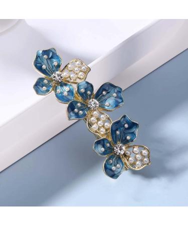 Yheakne Vintage Flower Pearl Hair Clip - Decorative Retro Hairpin for Women & Girls (Blue) - Buy Online on GoSupps.com