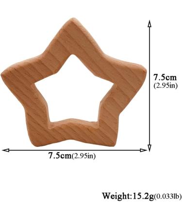 Wendysun 5pcs Cartoon Wood Teether - Natural Animal & Star Shape Baby Teething Toy Set - Buy Online on GoSupps.com