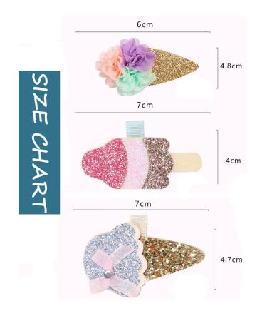 5PC Shiny Ice Cream Hair Clips Ponytail Holders Barrettes Hair Jewelry - Handmade Accessories for School and Daily Wear (Random Color) - Buy Online on GoSupps.com