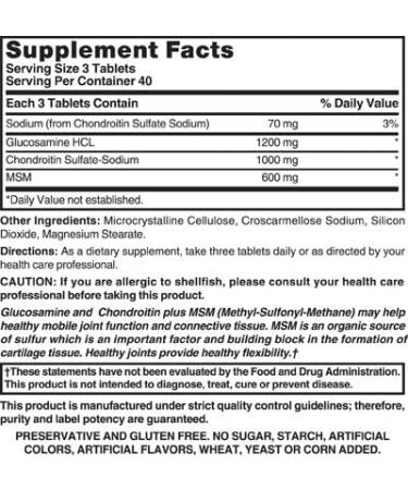 Glucosamine Chondroitin MSM 120 Tabs - Joint Support Supplement - Buy Online on GoSupps.com