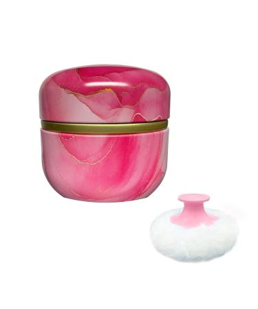 Qopoto Body Powder Puff and Container for Dusting Powder, Baby Women Powder Puff and Powder Case for Bath and Travel (Pink Gilding)