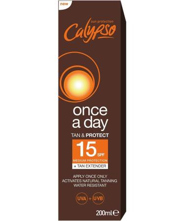 Calypso Once A Day Tan & Protect SPF15-200 ml and Once A Day Sun Protection Lotion SPF20 | 8 Hours Sun Protection | Non Greasy | Superior 4 Start UVA Rating - 200 ml CALC20L SPF 15 + Sun Protection Lotion 20 SPF - Buy Online on GoSupps.com