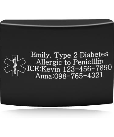 Black Plated Stainless Steel DIY Medical ID Tag for Apple Watch - Custom Engraved Ideal for Men & Women - YA4313 (Black-DIY - Buy Online on GoSupps.com