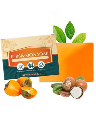 Gentle &Effective Persimmon SoapPersimmon Soap for Body Odor Brightening & Glow Persimmon Soap Bar Persimmon Body Soap for Women with Tea Tree extract & Shea Butter 1