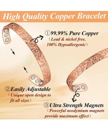 Cigmag 9X Lymphatic Drainage Copper Magnetic Bracelet | Rose Gold Crystal Plum | Adjustable Cuff Bangle for Women | Ultra Strength Magnet | Gift Box Included - Buy Online on GoSupps.com